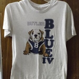 Butler Bulldogs T-shirt, S,  Lt Grey,  Blue IV dog logo, pre-owned